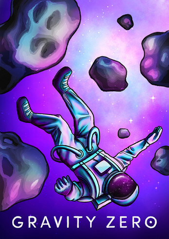 Digital image. Astronaut floating in space. Blue and purple hues.