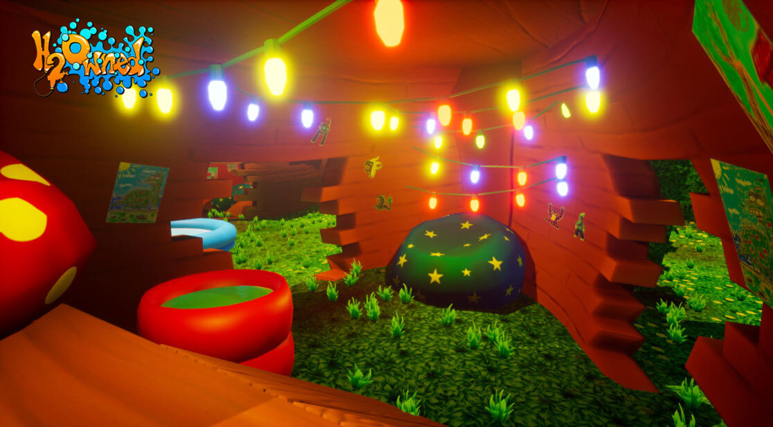 Screenshot of game showing a christmas themed room