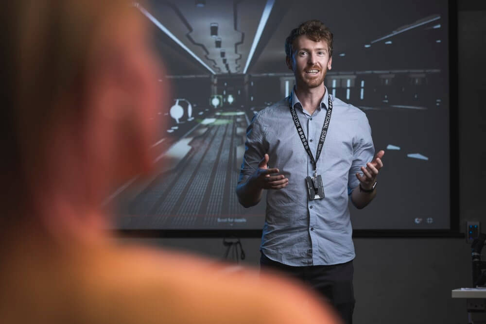 Games Lecturer Teaching a Class