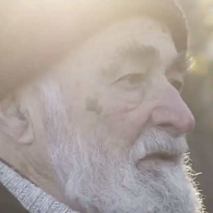 Close up of elderly man's face. NEXT TRAIN FROM CASTLEMAINE is a student film made by SAE students