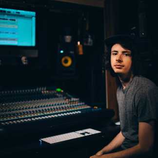 Man sitting in sound studio