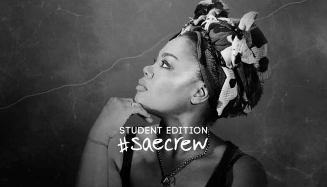 African woman looking to the right. Text reads Student edition #SAEcrew