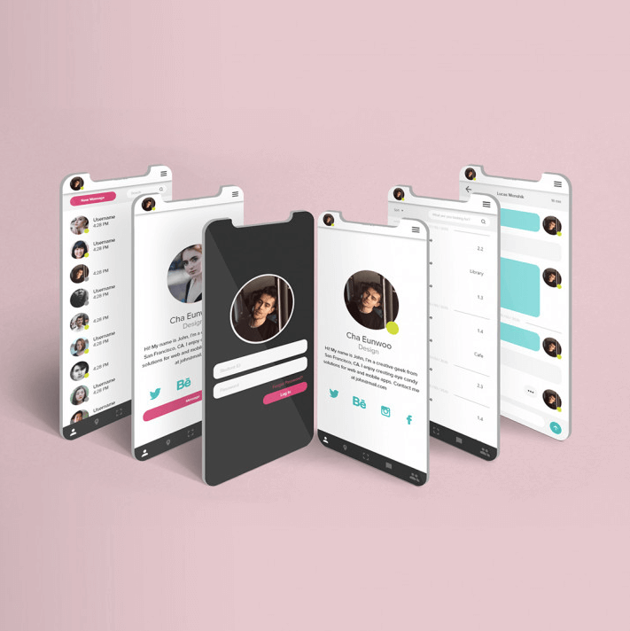 Mock up of apps on phones