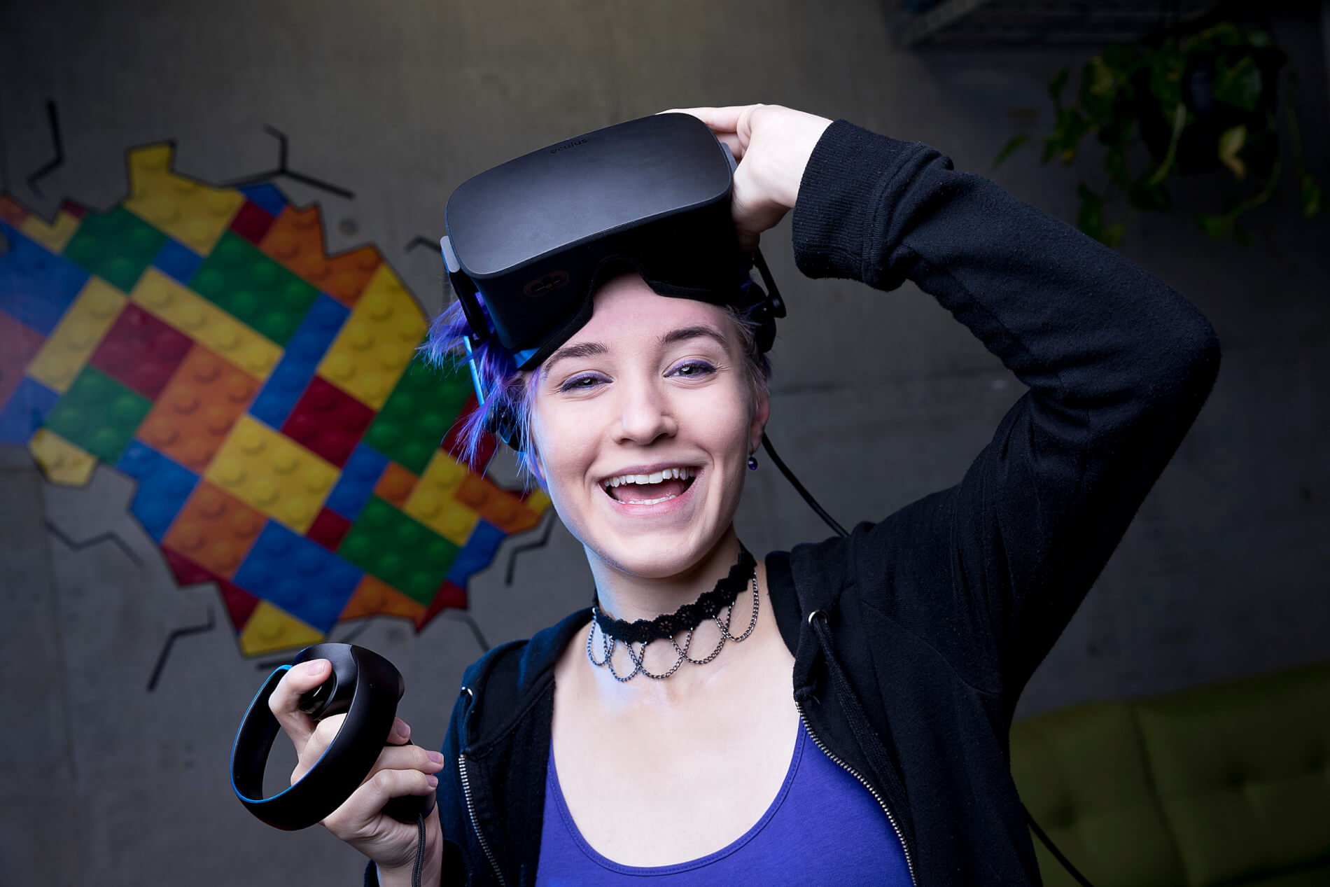 Games Student with ARVR headset