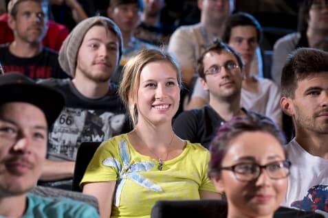 SAE_AUS_Image_PER_Close_up_of_Students_in_Lecture_Theatre Group of students listening to a lecturer