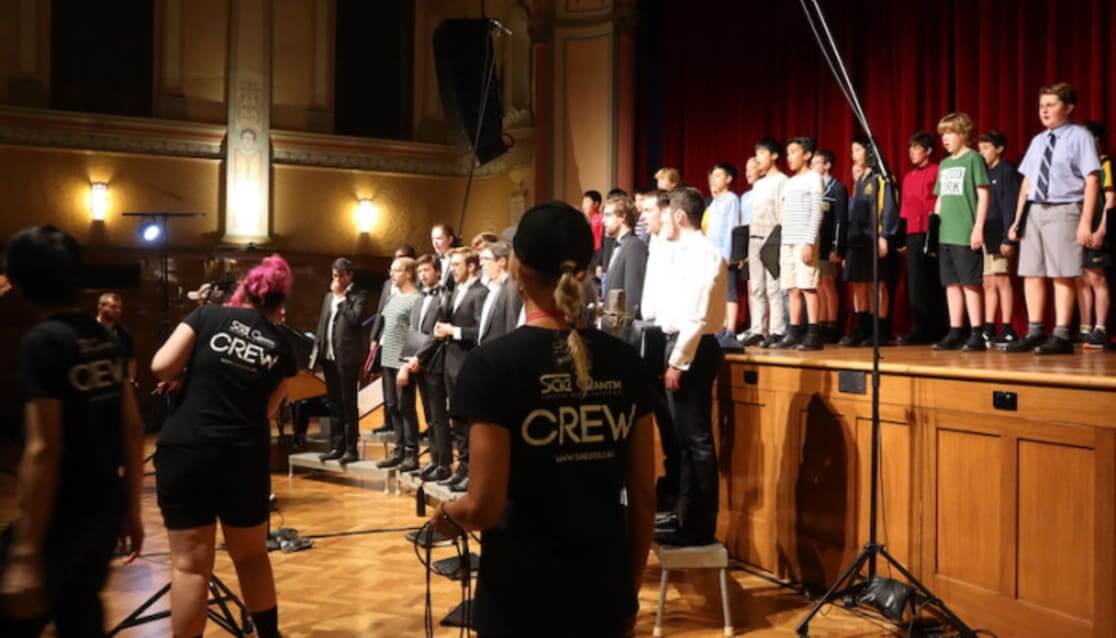SAE film students working with local choir