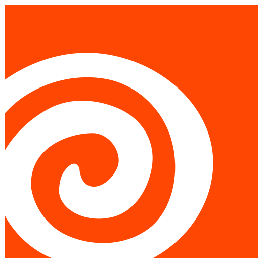 SideFX Houdini logo. Animation software logo featuring a white spiral image on orange background