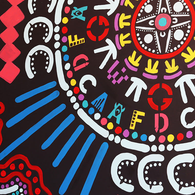 Multicolour graphic. First Nations People.