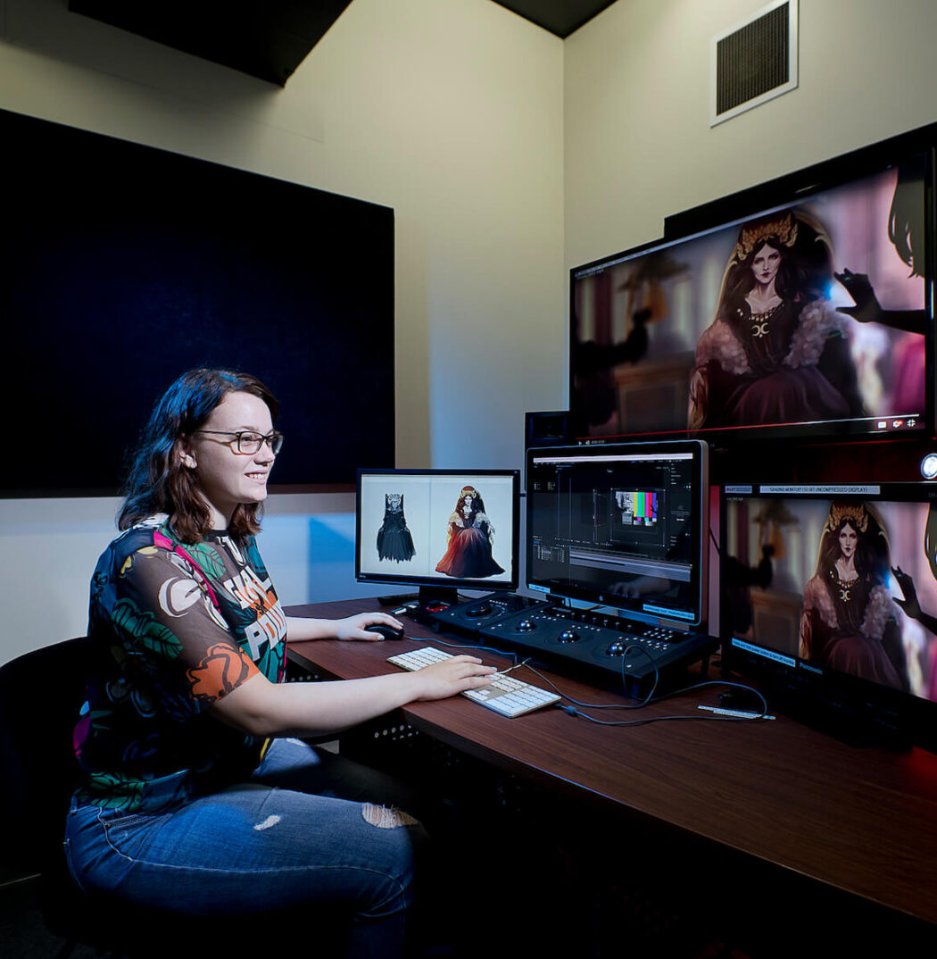Games student using computers