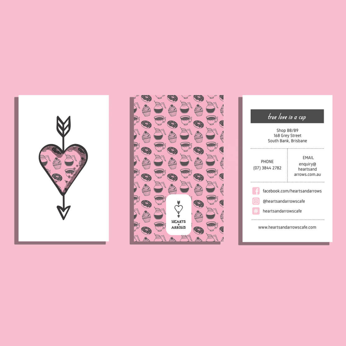 business_cards_Hearts_Arrow_logo Digital mock up of business card for True Love in a Cup