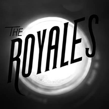 Logo. black background of spotlight. text reads The Royales