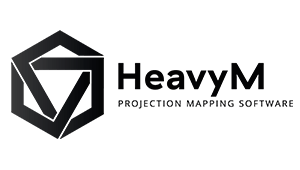 Logo of Heavy M brand. Text reads: Heavy M Projection Mapping Software