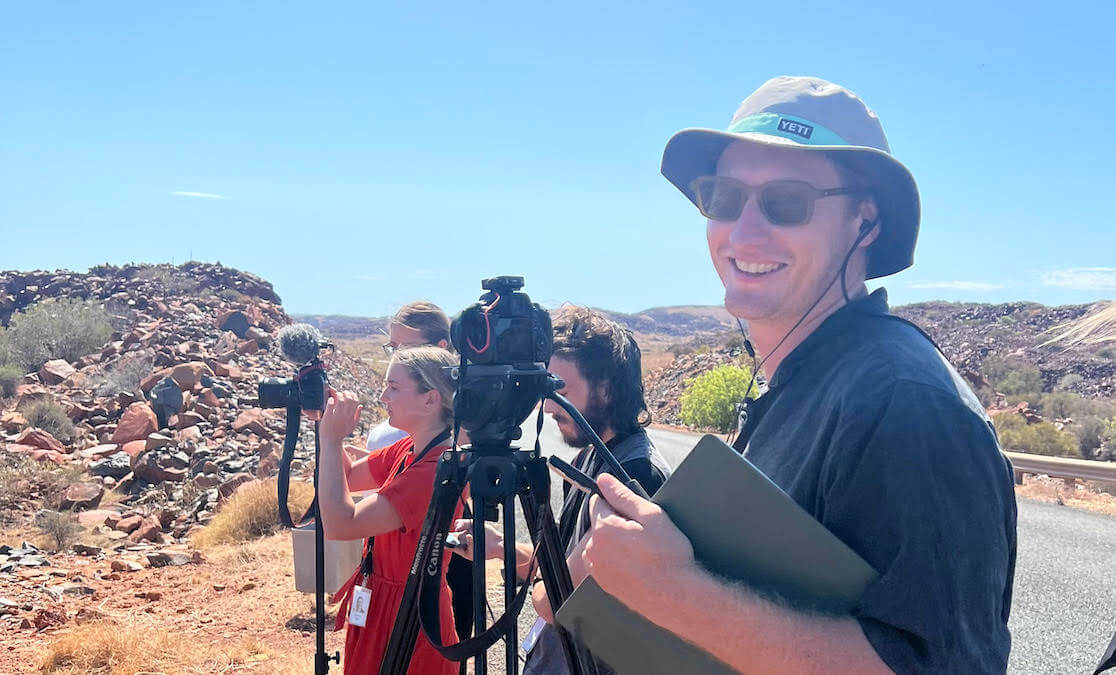 Film graduate filming in the Pilbara