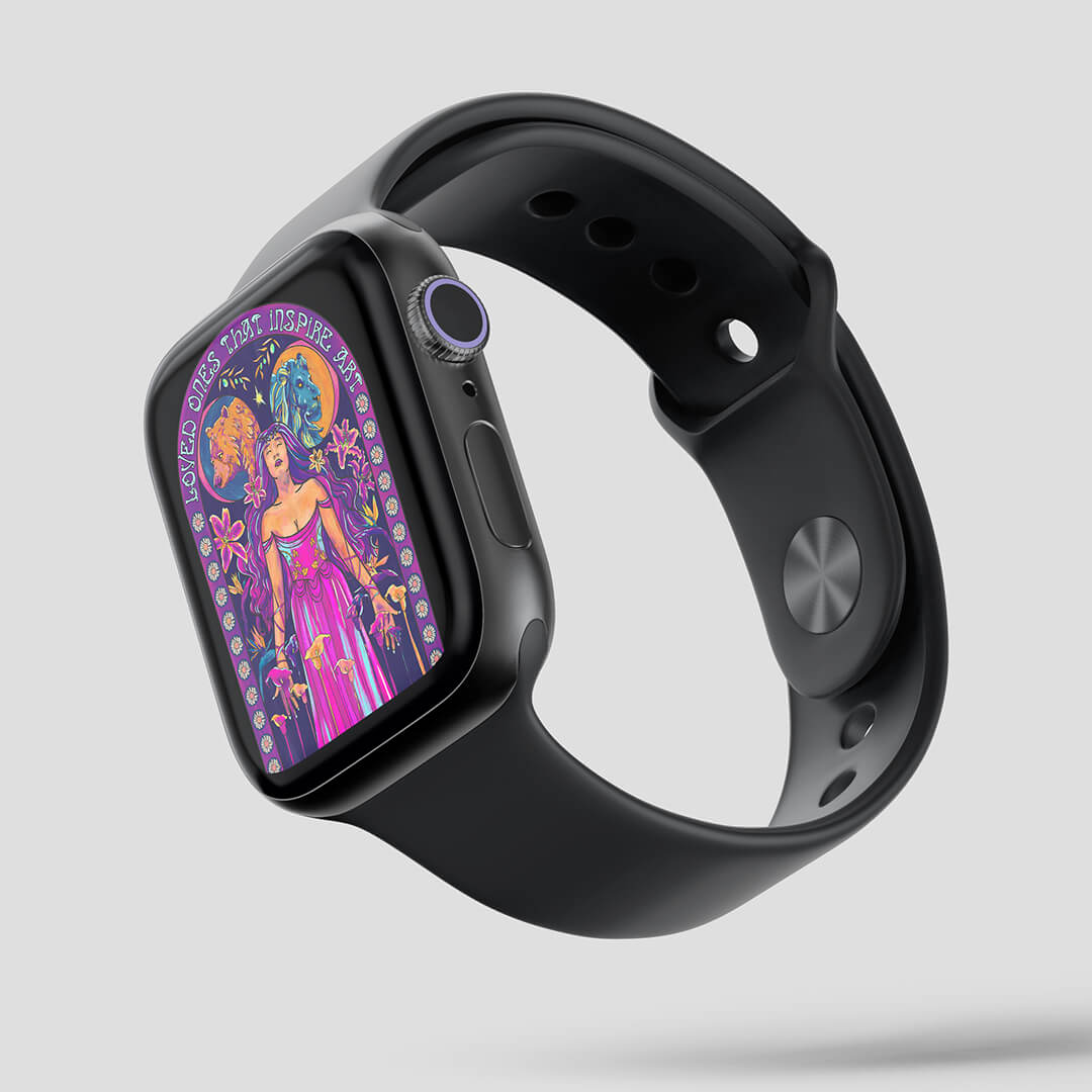 An Apple Watch with SAE student design project showing at watch face - design concept