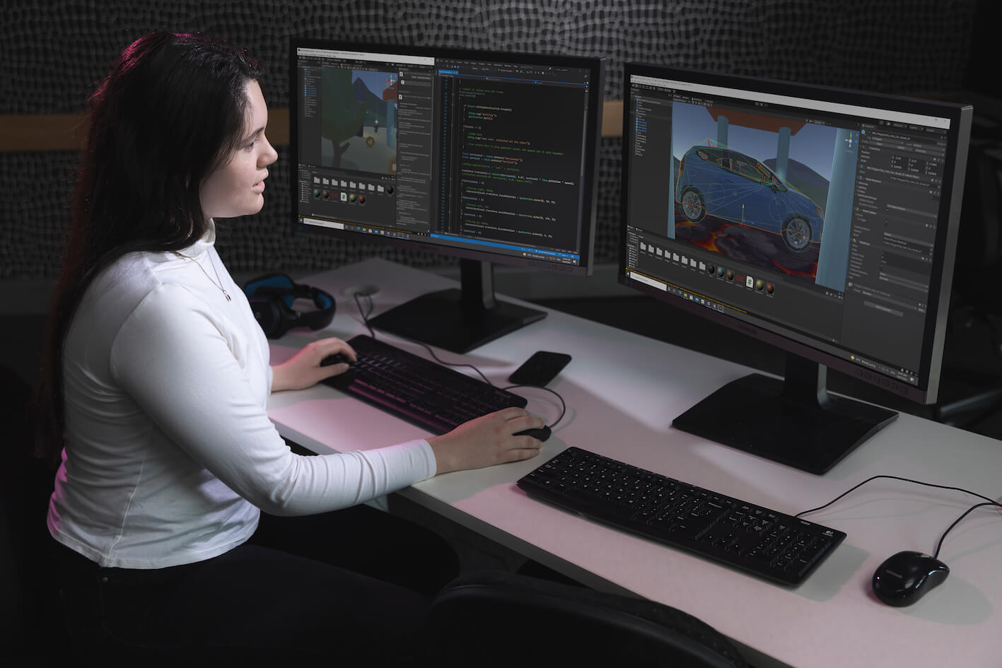 Female Student on Computer