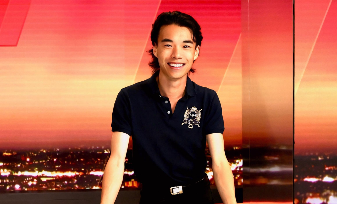 man in front of sunrise background