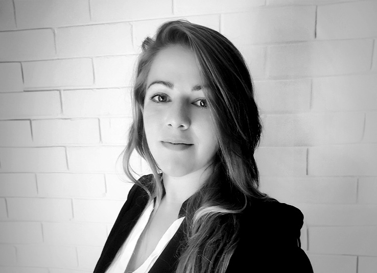 Black and white profile photo of Rachel Freitas, Animation lecturer at SAE University College