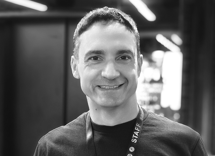 Black and white profile photo of Wagner de Freitas, SAE Film and Animation lecturer