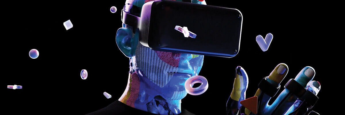 Digital illustration of person with VR headset