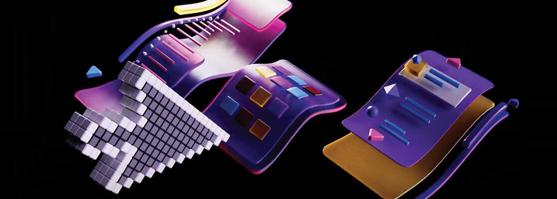 Digital illustration of different stationery