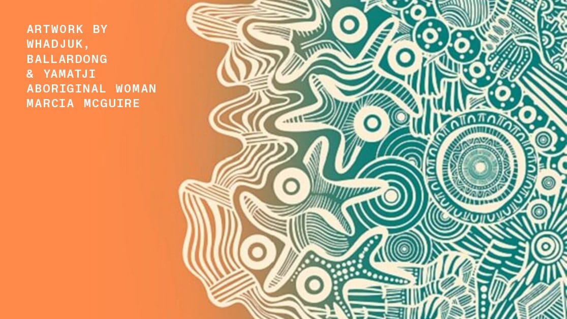 Artwork by Whadjuk, Ballardong & Yamatji Aboriginal woman Marcia McGuire desktop header