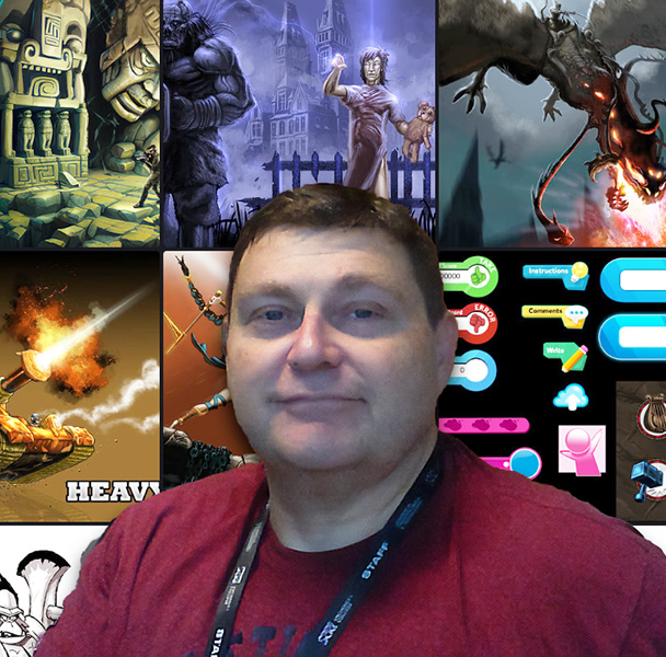 Profile photo of Ronald Marc in front of background of tiles featuring different video game still images