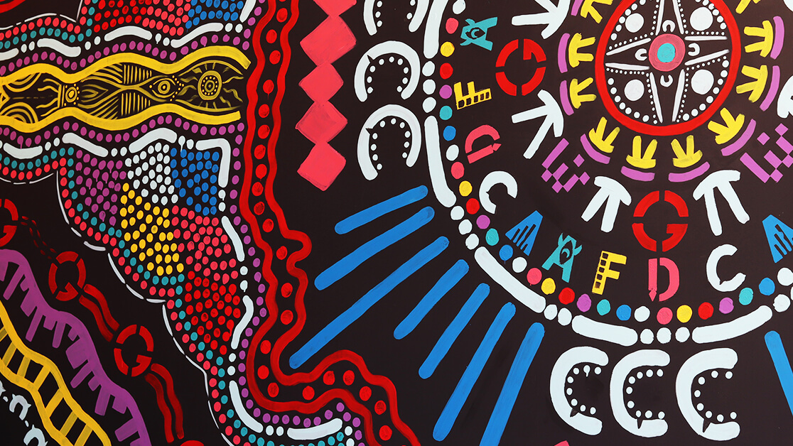 Artwork by Whadjuk, Ballardong and Yamatji artist from Perth, Marcia McGuire.