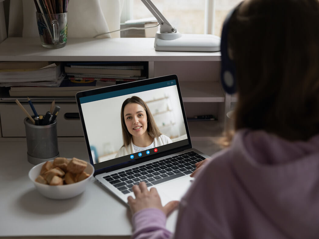 Student using laptop