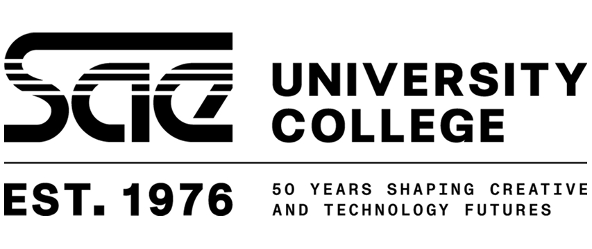 Logo for the SAE 50 year anniversary - black text on white background